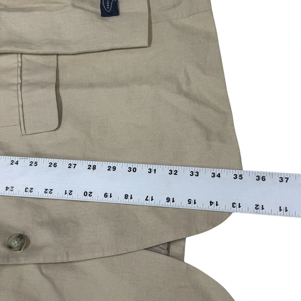 Pronto Uomo Platinum Mens Tan 100% Linen Blazer Sport Coat 52 Extra Long NWT